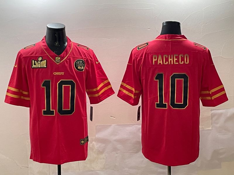 Men Kansas City Chiefs 10 Pacheco Red gold 2025 Nike Vapor Limited NFL Jersey style 2092